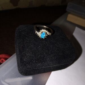Source Unknown Silver Ring with Blue Opal